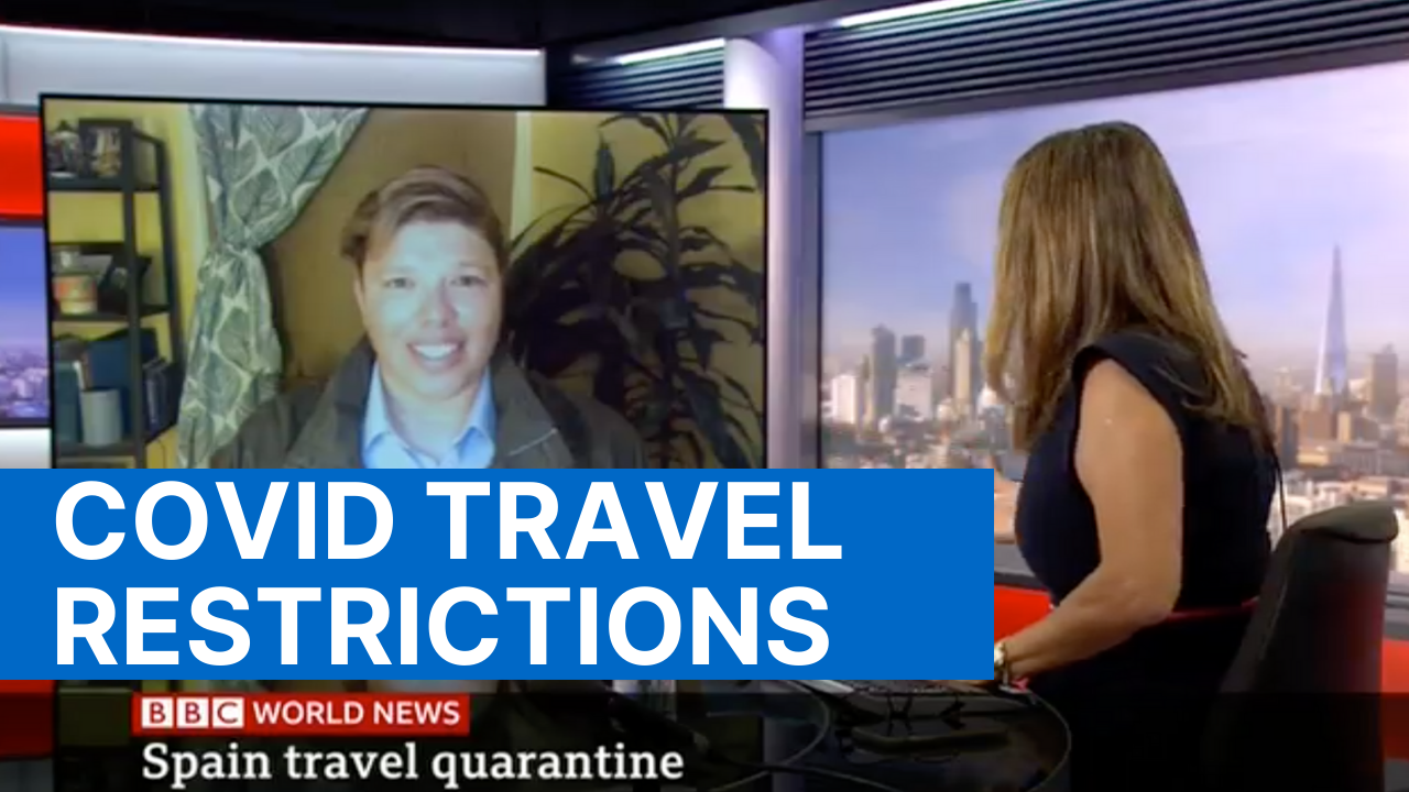 Angel Castellanos on BBC News discussing travel restrictions during COVID-19